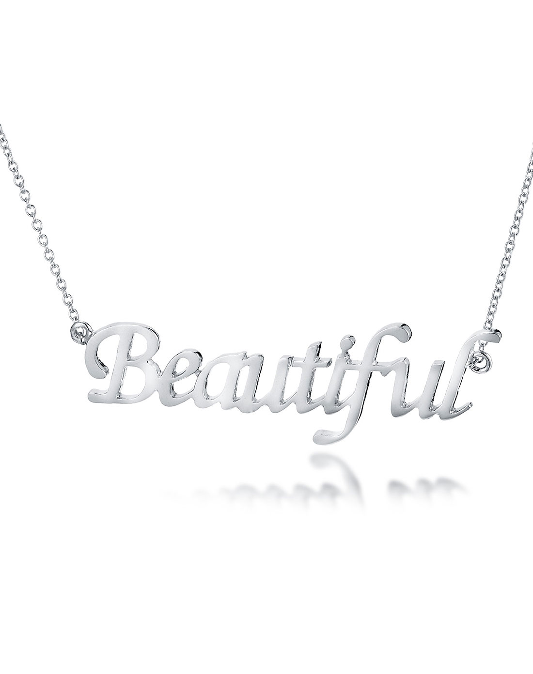 925纯银英文beautiful字母项链