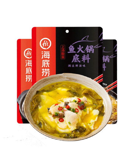 海底捞鱼火锅底料调味料酸菜鱼水煮鱼泡椒鱼番茄鱼鲜辣酸汤鱼3袋
