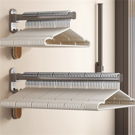 衣架收纳神器免打孔壁挂家用折叠晾衣架挂架阳台多功能整理架