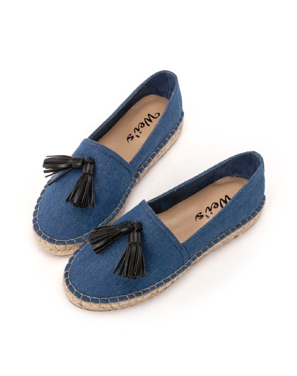 gracegift 2019春夏新款台湾模特联名设计流苏渔夫鞋懒人鞋女鞋女单鞋