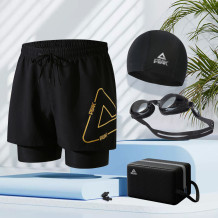 【一次配齐】游泳裤男士双层泳裤游泳防尴尬五分泳裤大码游泳套装