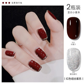 指甲油胶套装2025年白色黑色酒红车厘子美甲店专用烤灯光疗机