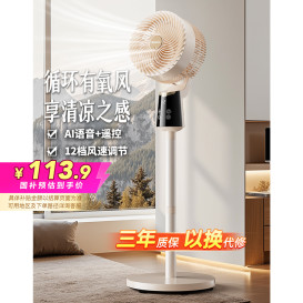 【高颜值 匠心之作】AI语音落地扇遥控摇头定时空气循环扇风扇