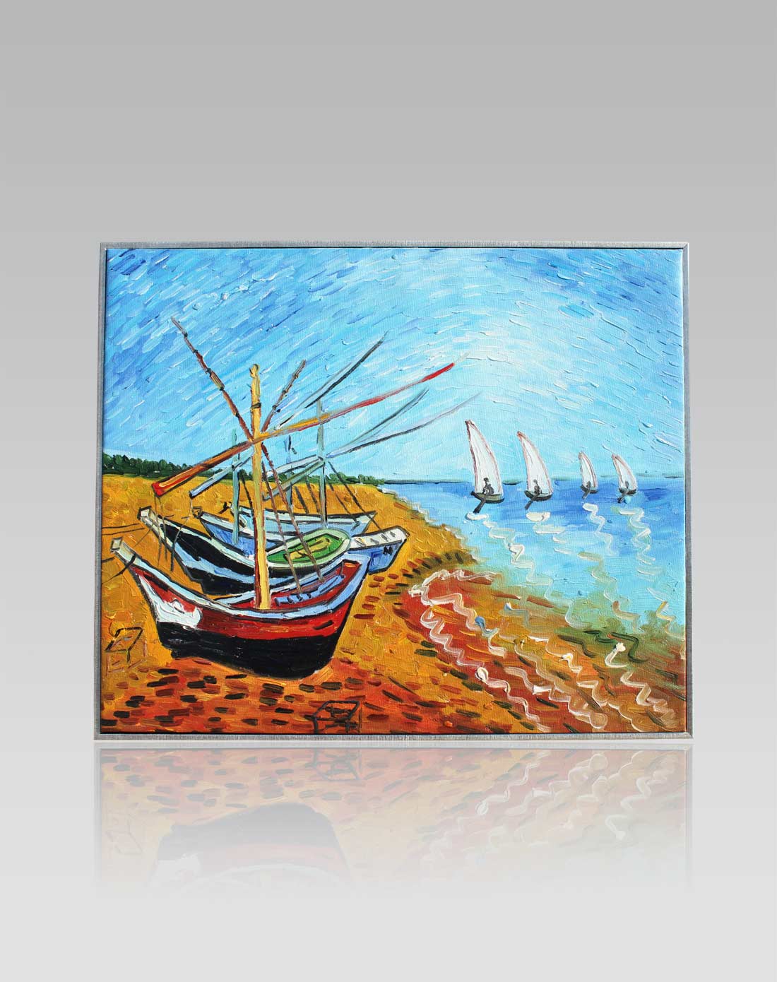 雅工坊手绘油画梵高帆船