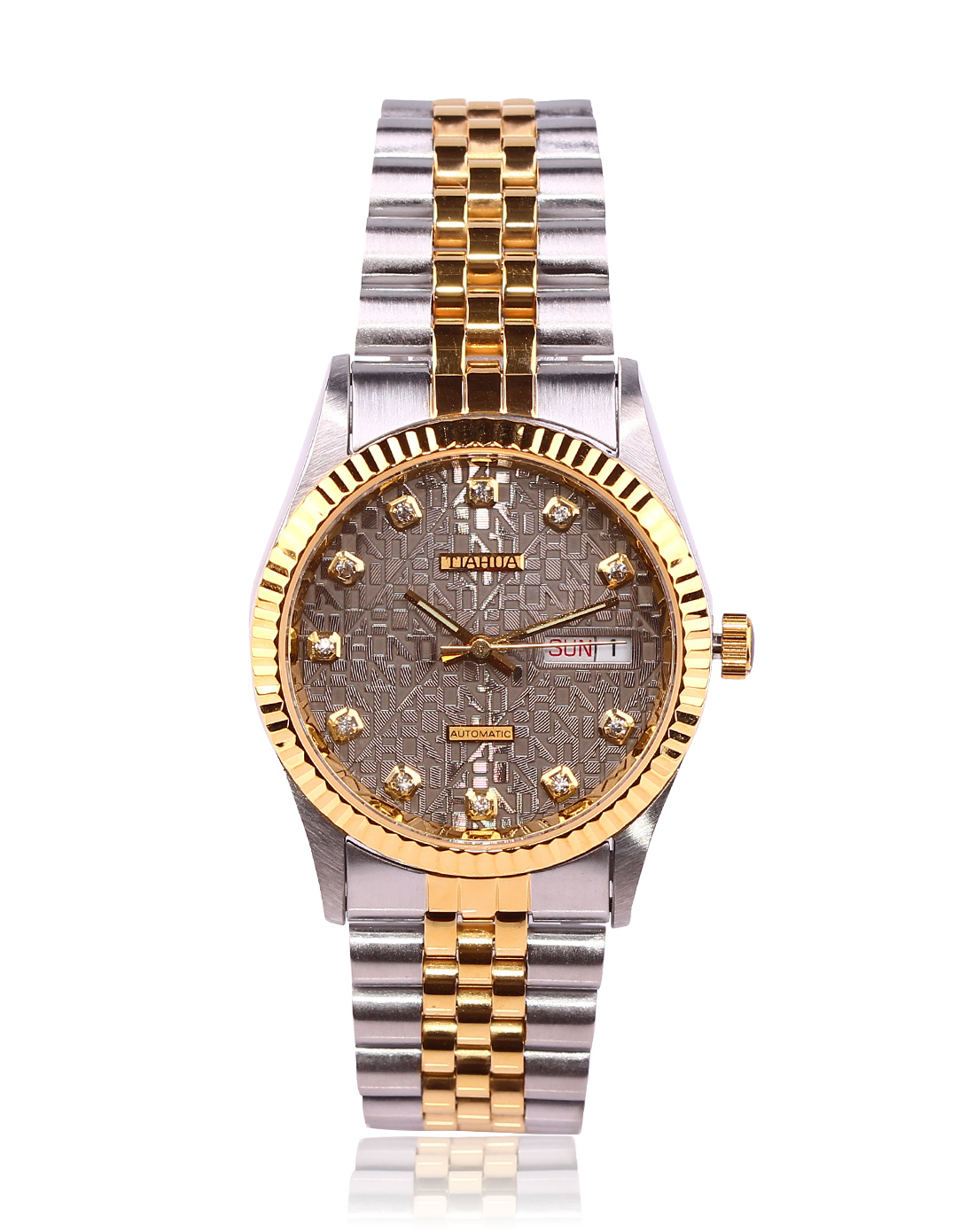 男款全自动机械表镶钻精钢表