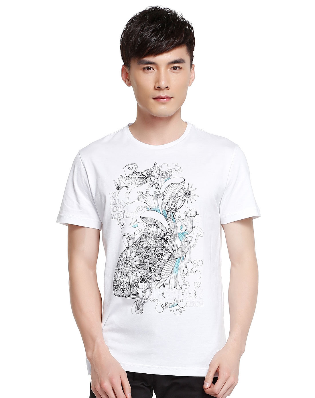 手绘涂鸦白色短袖t恤
