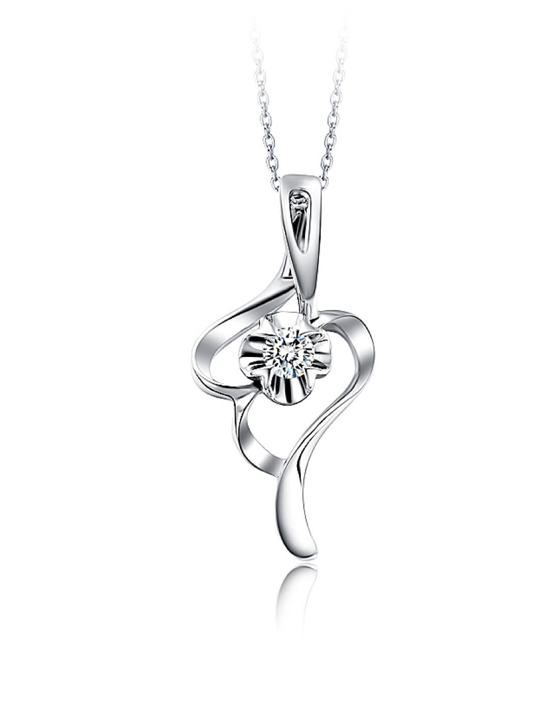 悦动之心铂金镶钻吊坠