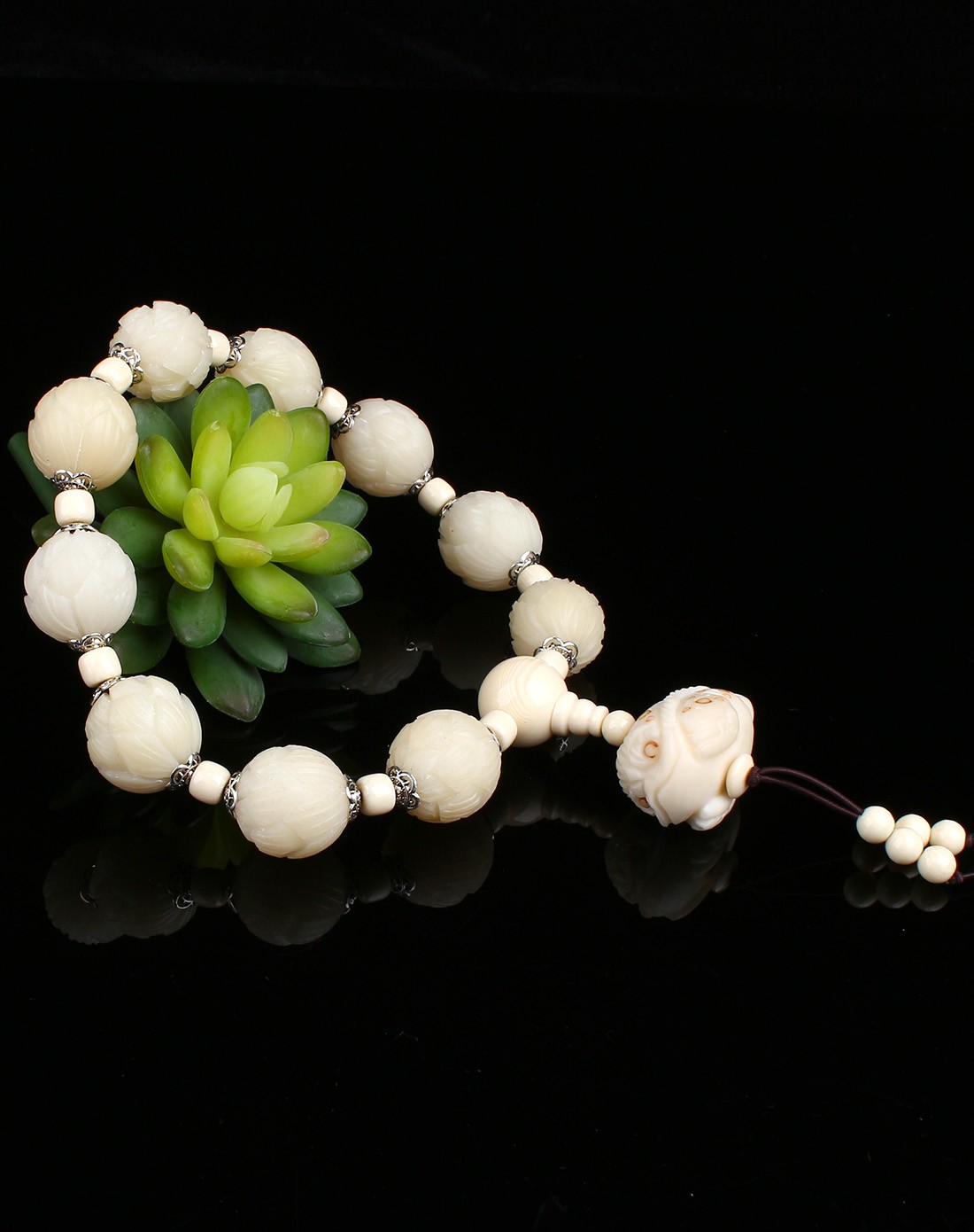 尼泊尔雕刻全莲花菩提根象牙果提珠