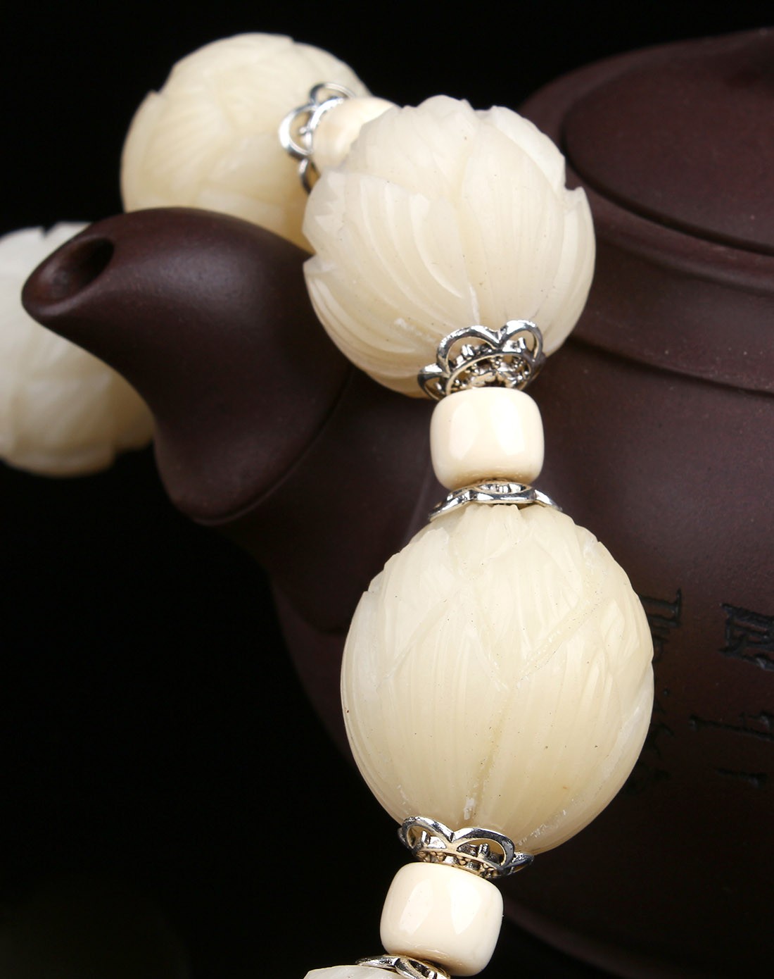 尼泊尔雕刻全莲花菩提根象牙果提珠