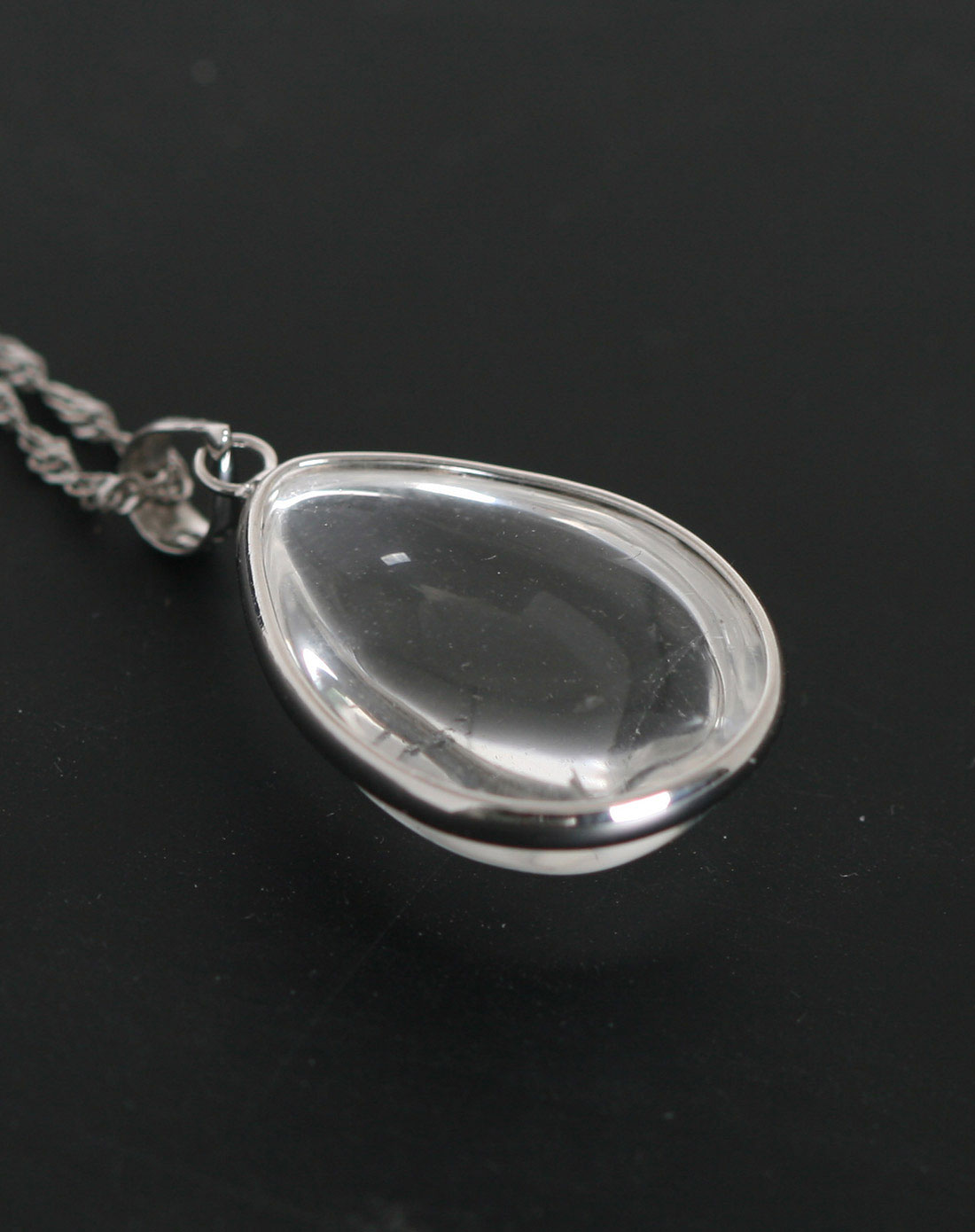 925纯银天然水晶吊坠唤醒白水晶水滴形赠送项链一条