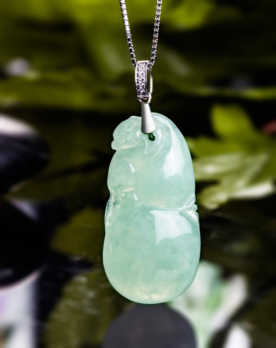 18k金镶钻冰种晴水葫芦小件天然a货翡翠挂件附国检证书