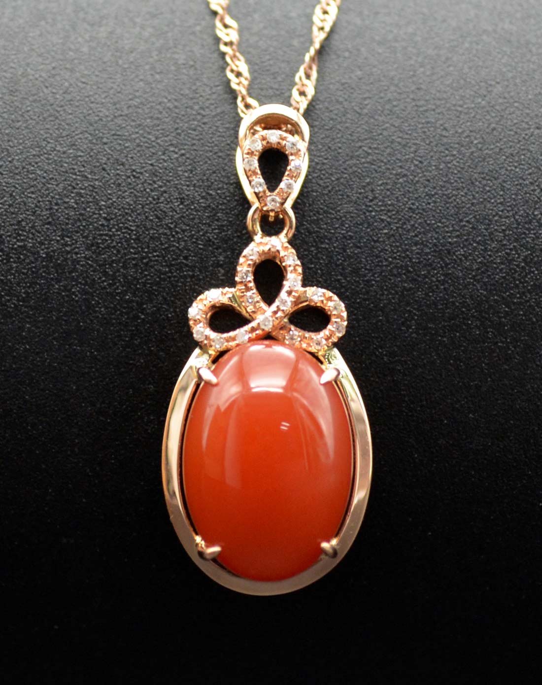 18k金柿子红南红玛瑙7克拉吊坠