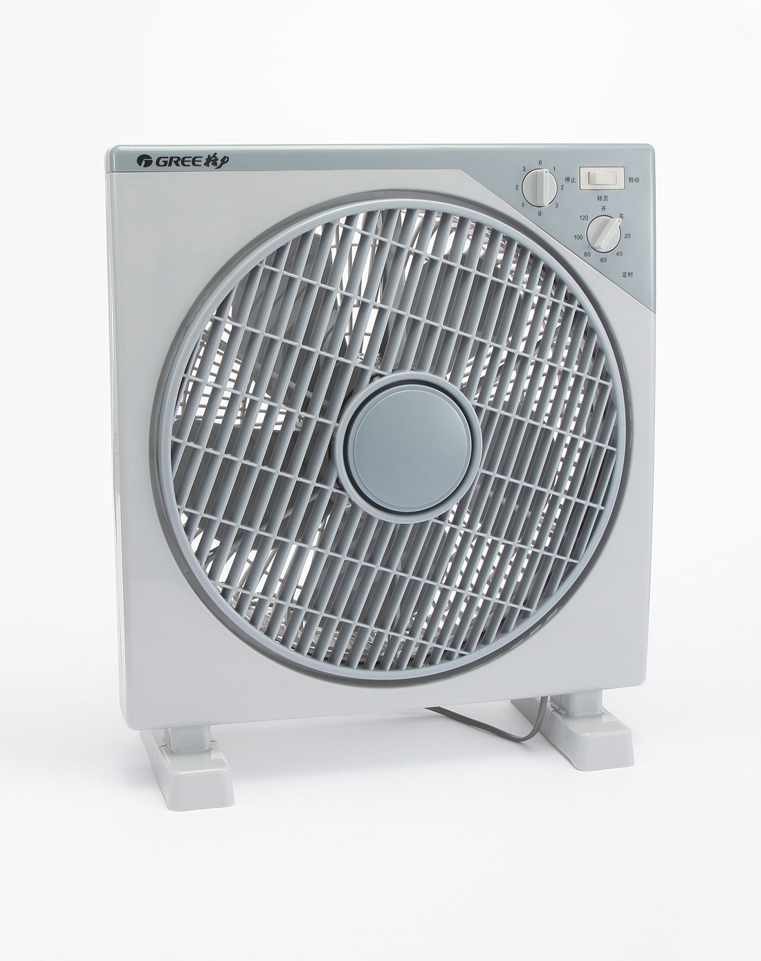灰色三档定时台式转页扇