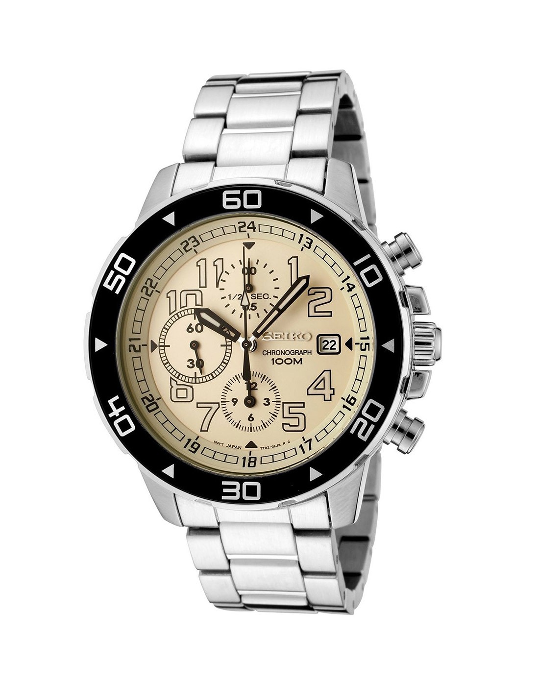 seiko 精工 100米防水 三眼计时 石英男表 snda05p1