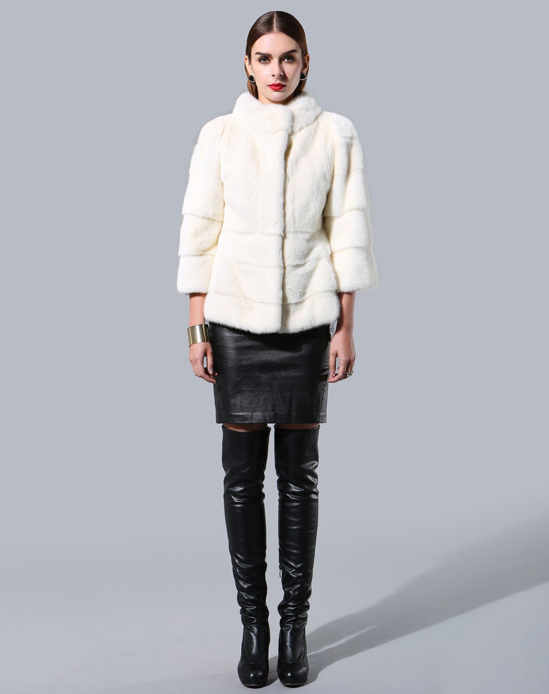 女款白色进口水貂