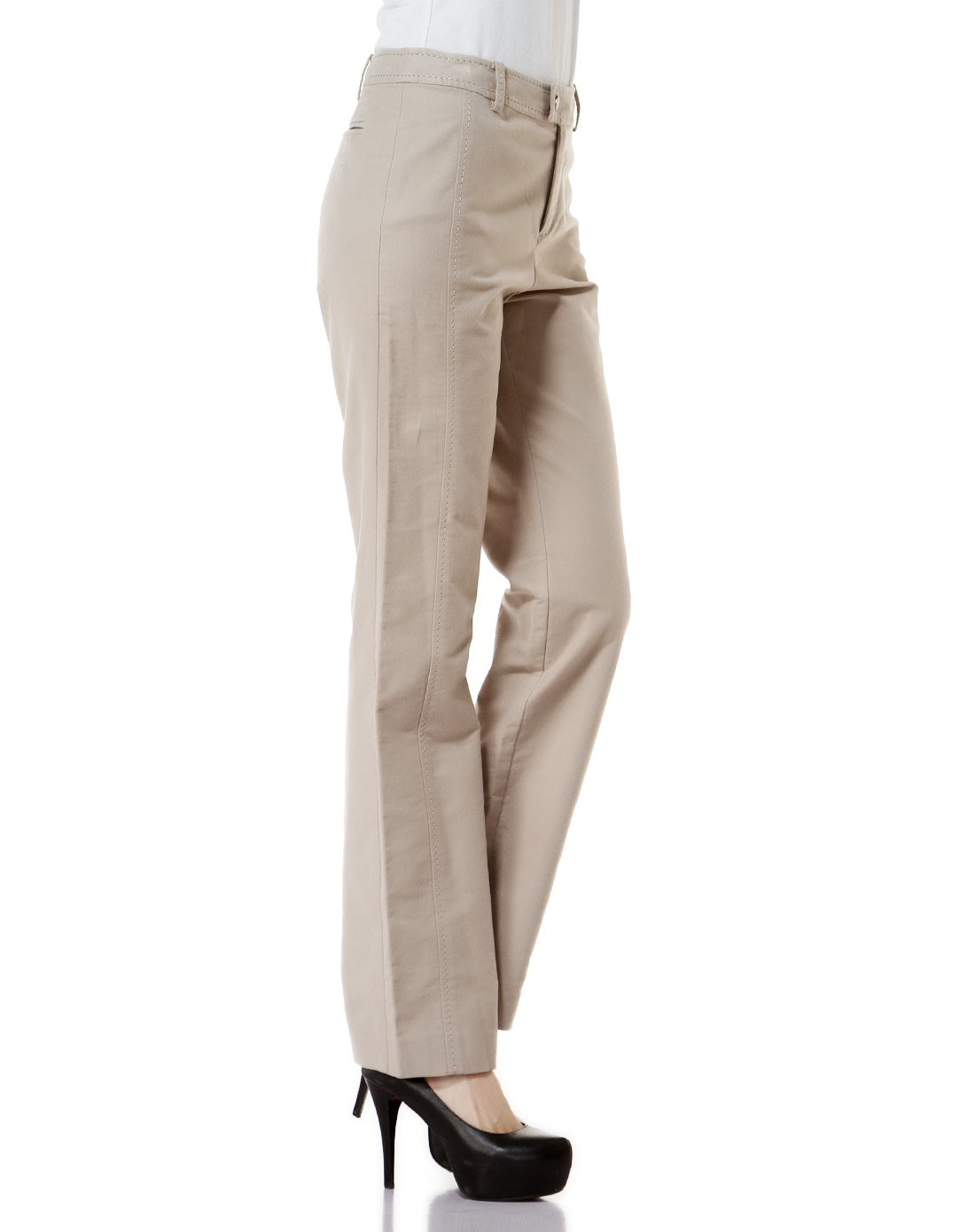 女性浅米色直筒裤