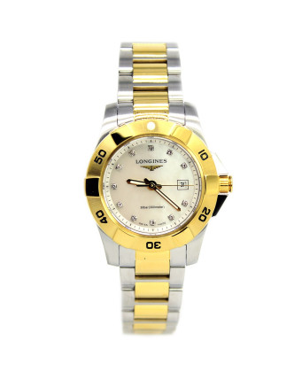 康卡斯系列 钻石刻度 间金石英女表 l3.298.3.87.