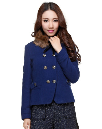 宝蓝色潮流双排扣长袖外套