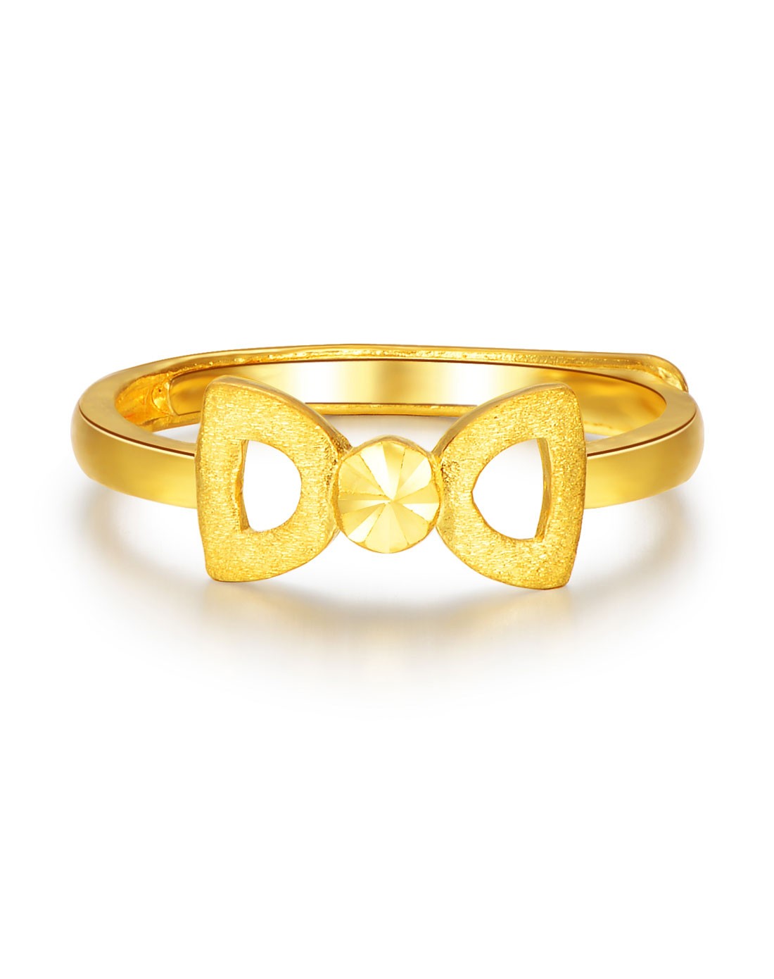 黄金戒指999千足金活口女戒婚戒蝴蝶结青春简约款