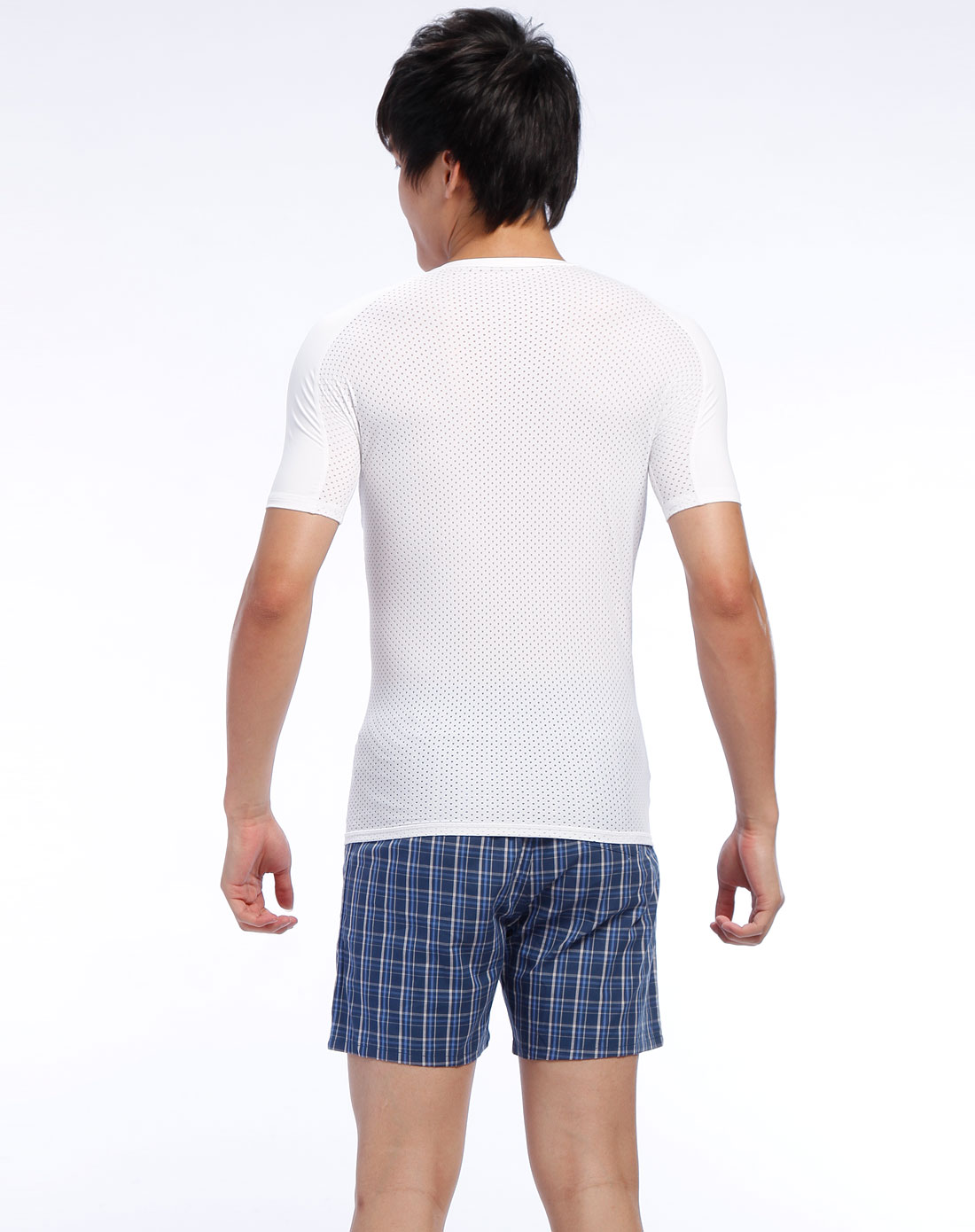 aimermen爱慕先生白色透气后背网眼短袖t恤