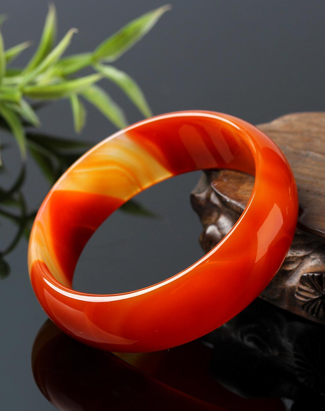 清仓有纹路2a级天然有纹路红玛瑙厚壁手镯62mm