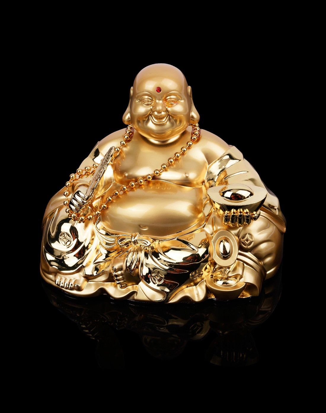 弥勒佛汽车摆件金色