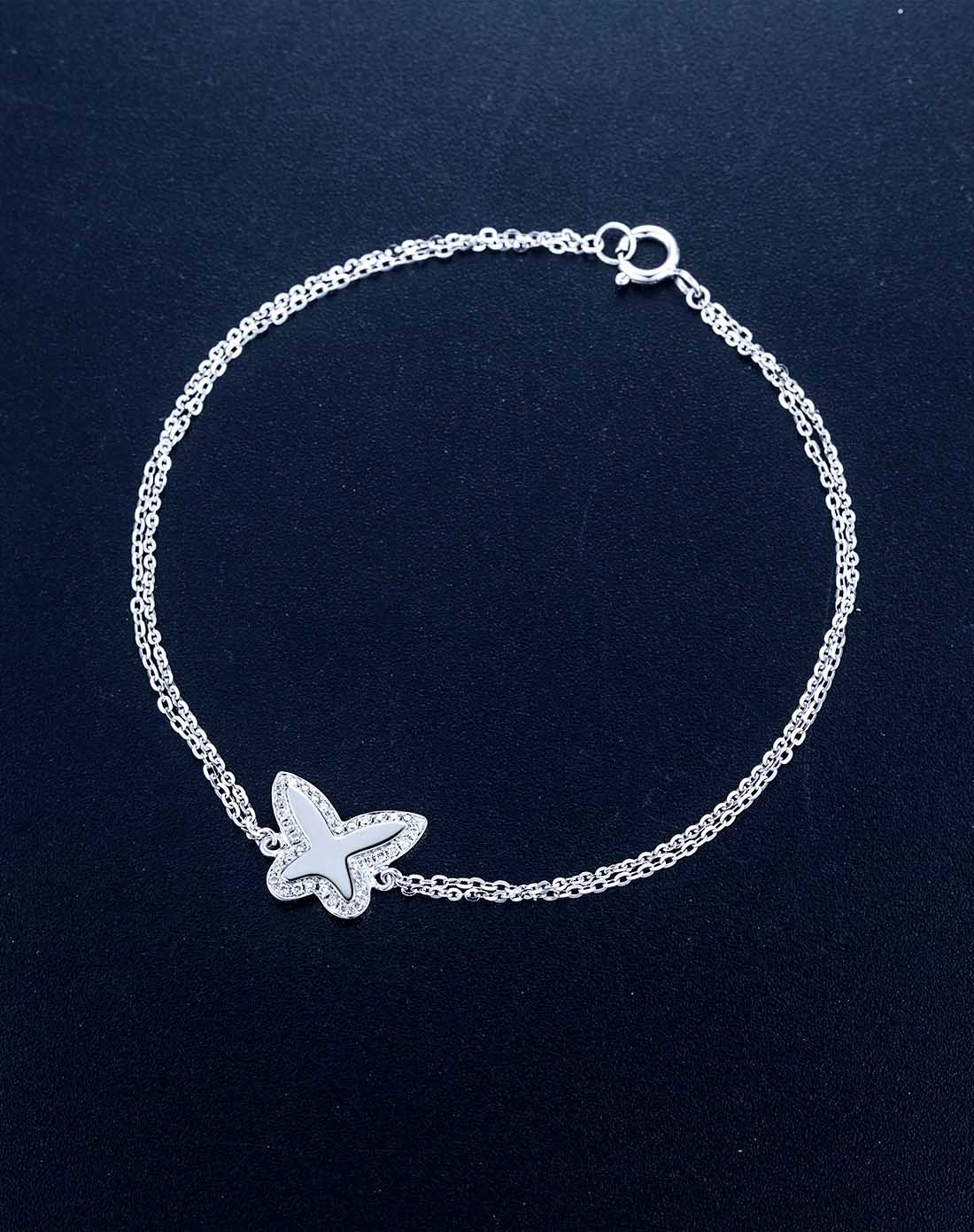 18k白金群镶蝴蝶手链