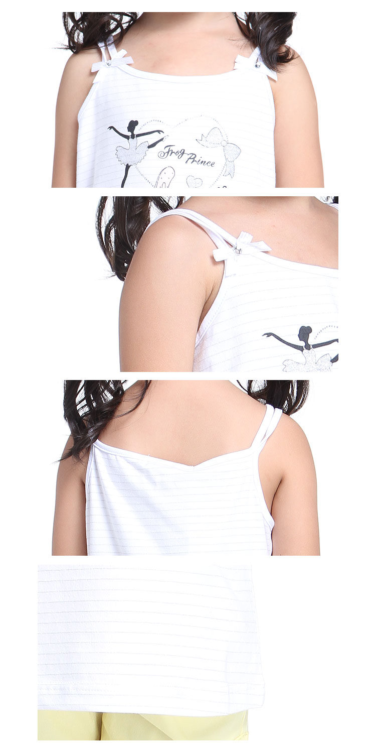 女童白色烫钻吊带背心