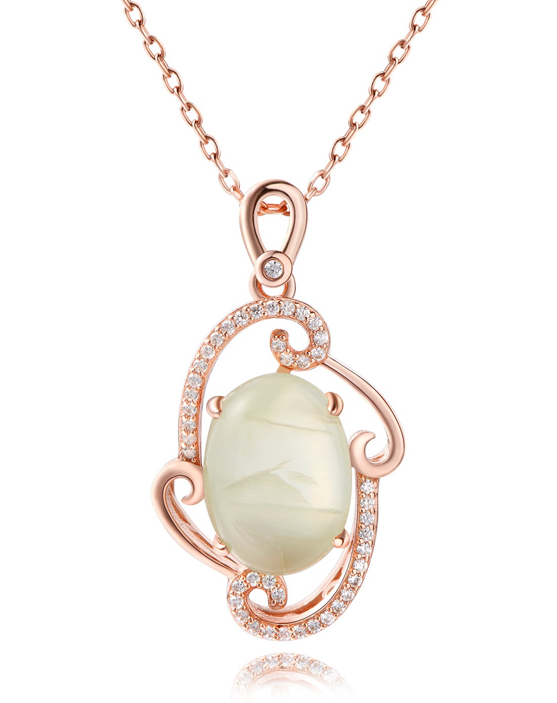 5a级天然葡萄石7.2克拉吊坠s925银镀18k玫瑰金