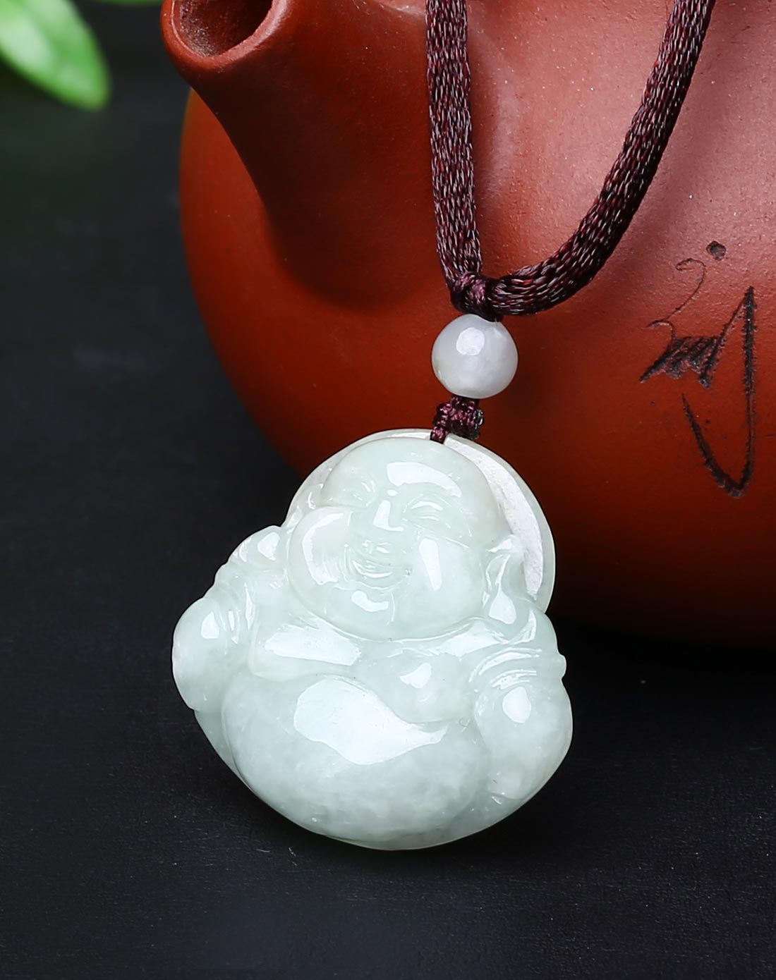 豆种天然翡翠a货佛公吊坠