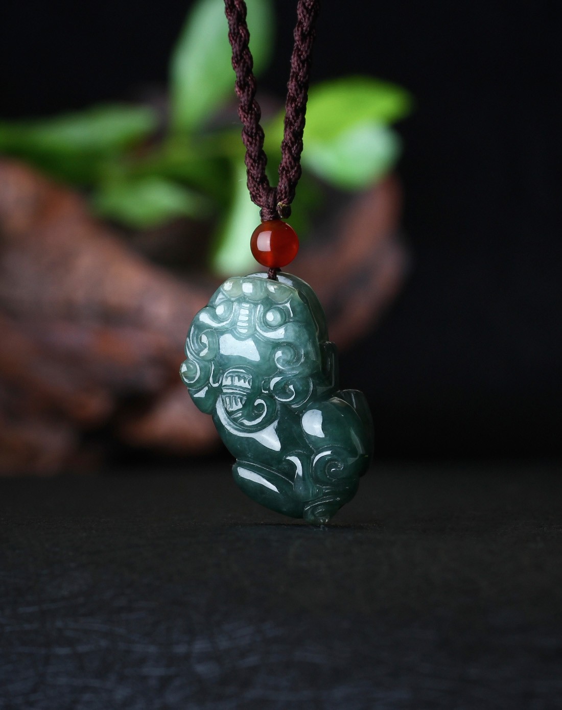 精雕超细腻冰种油青满绿聚财貔貅 招财进宝吊坠