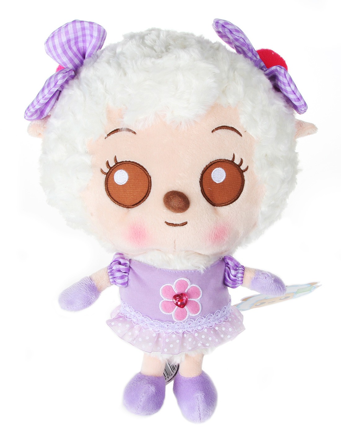 喜羊羊12寸美羊羊公仔可爱穿衣粉紫款
