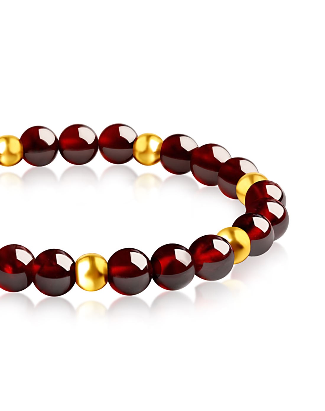 千足金黄金转运珠石榴石手链手串七粒合计182克