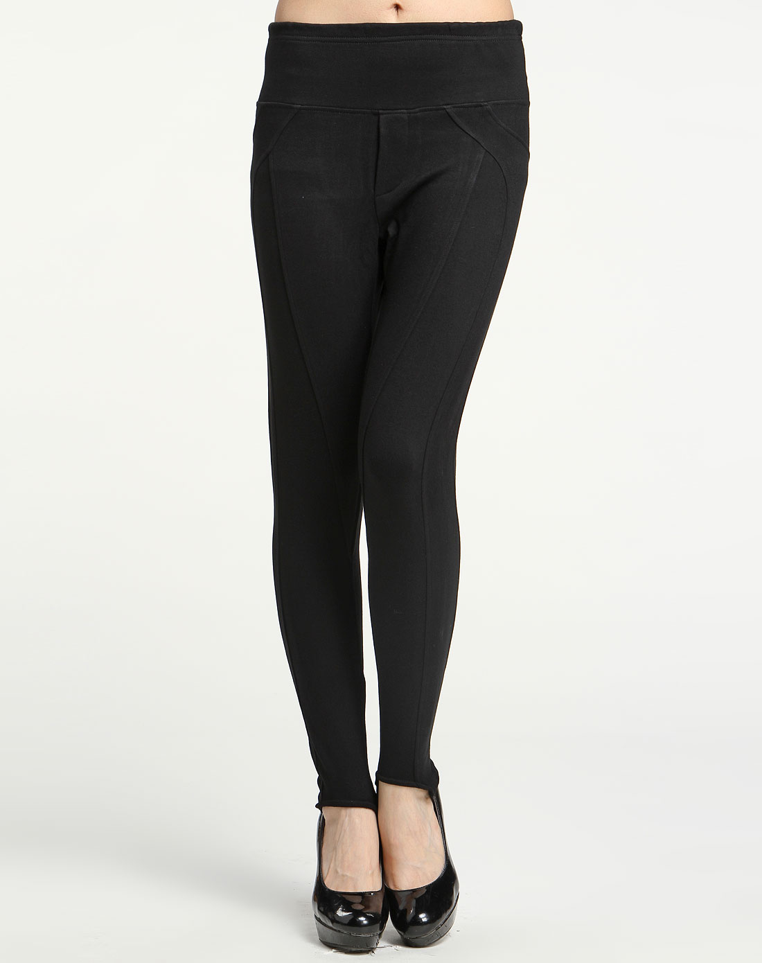 女款黑色瘦腿修身小号踩脚裤