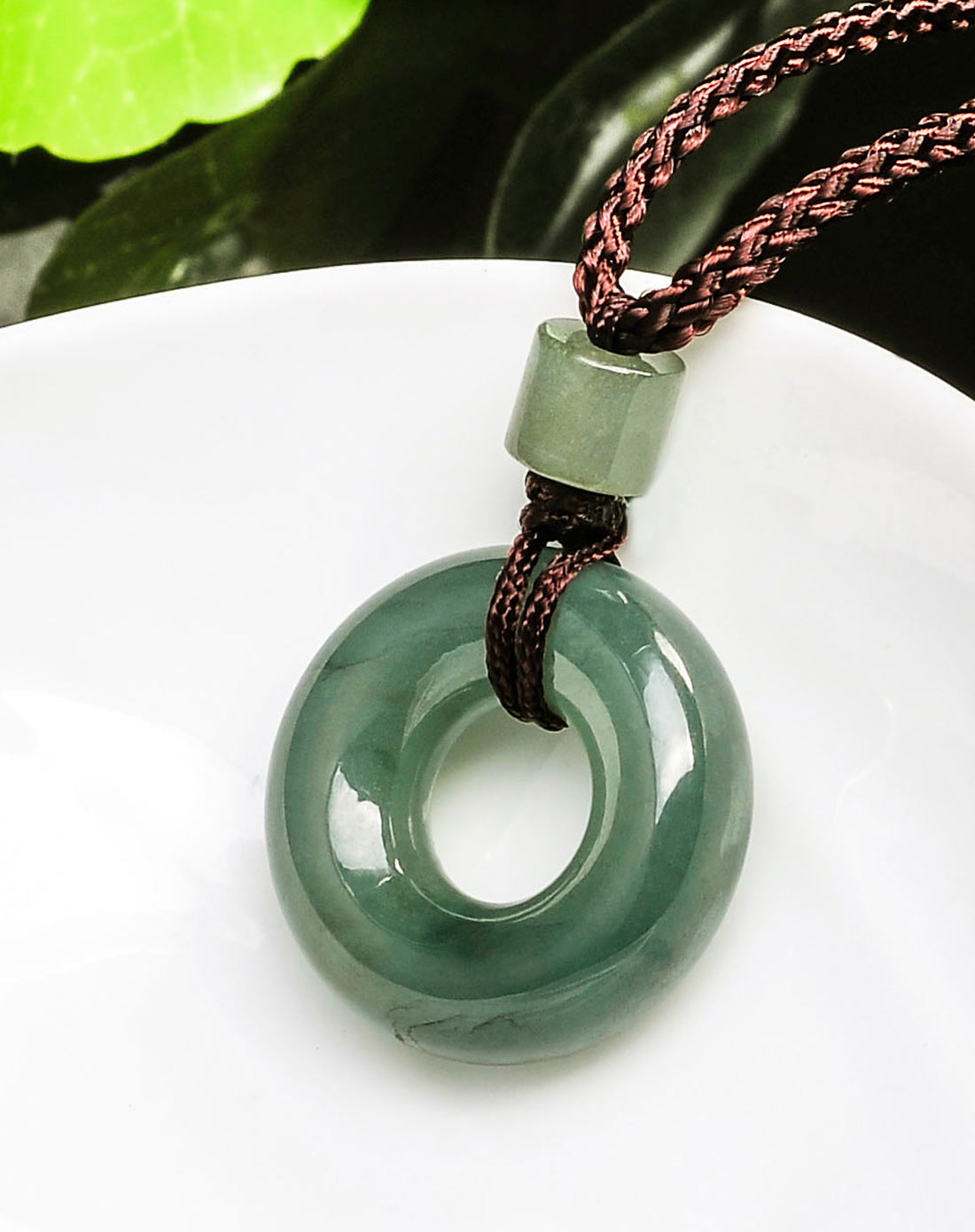 油青满色冰糯种平安扣平安环 天然翡翠a货(附国检证书)