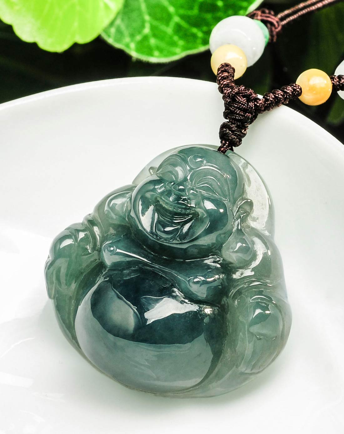 冰糯种油青大件吉祥平安佛公天然翡翠a货挂件附国检证书