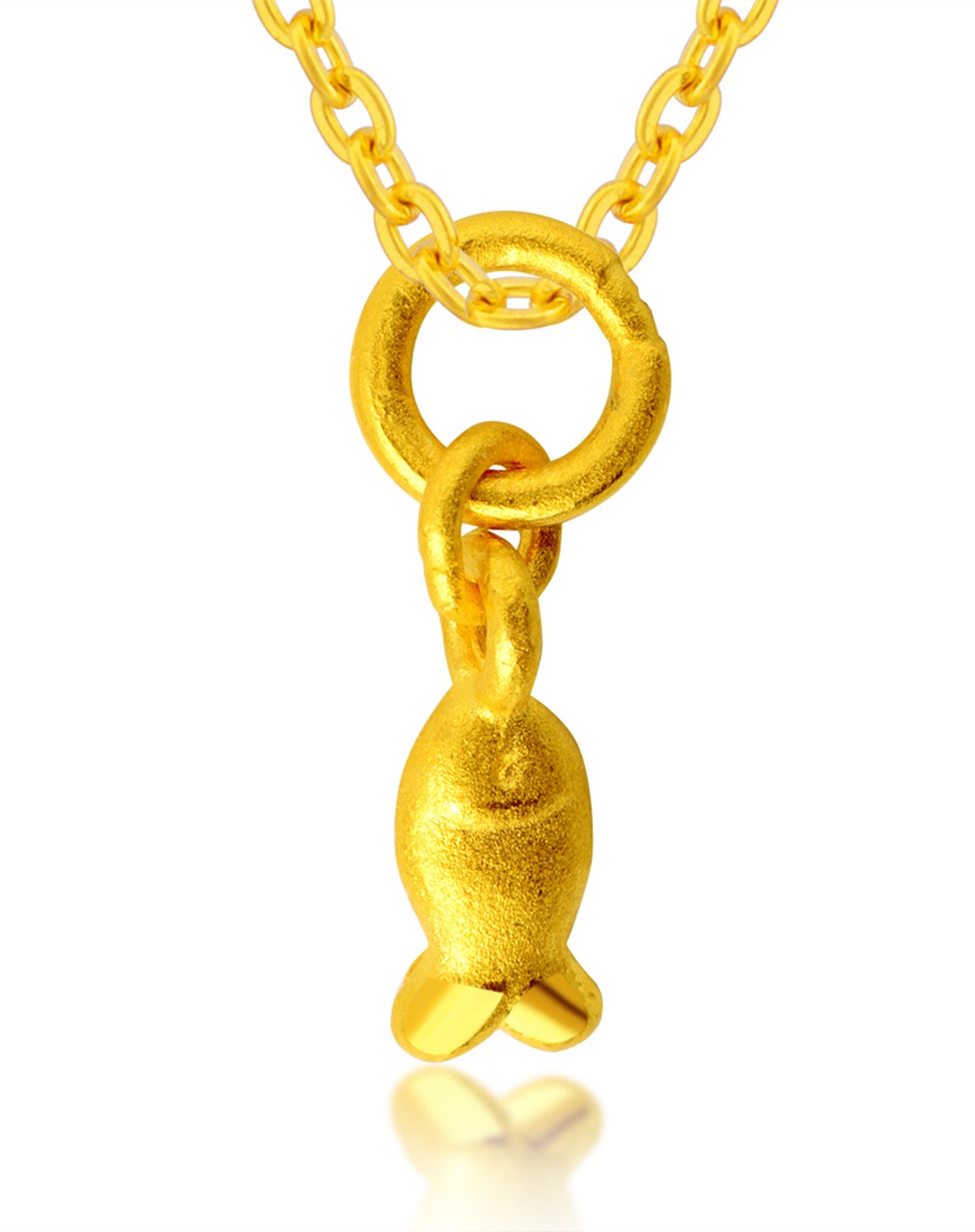 千足金黄金转运珠吊坠0101075小鱼儿048克