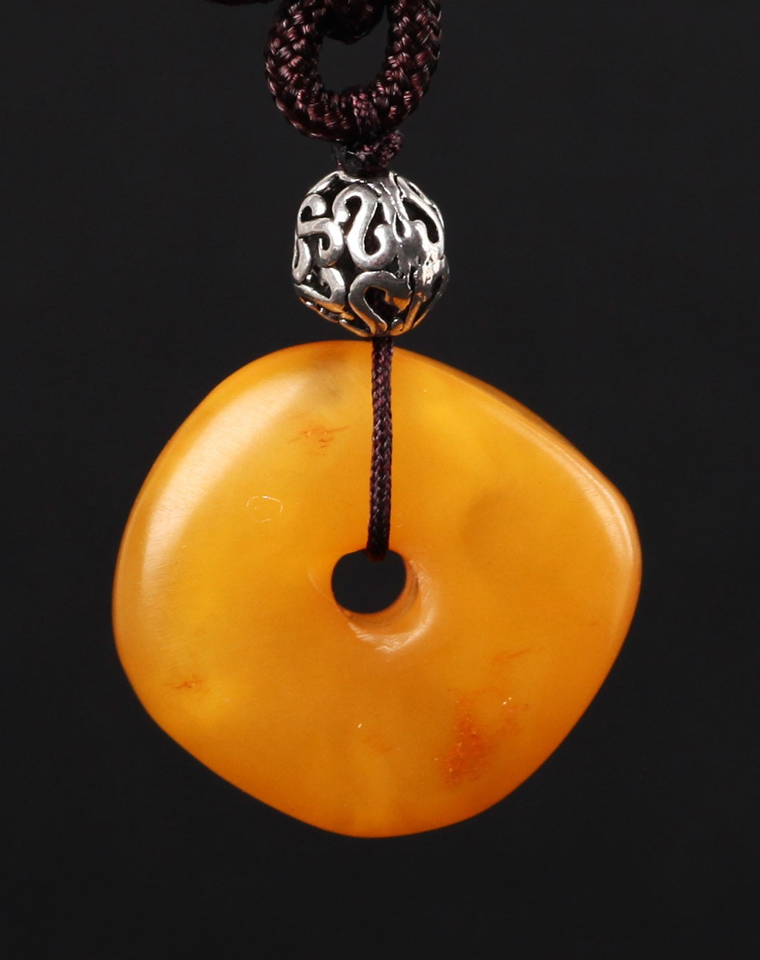 极品天然琥珀老蜜蜡平安扣吊坠