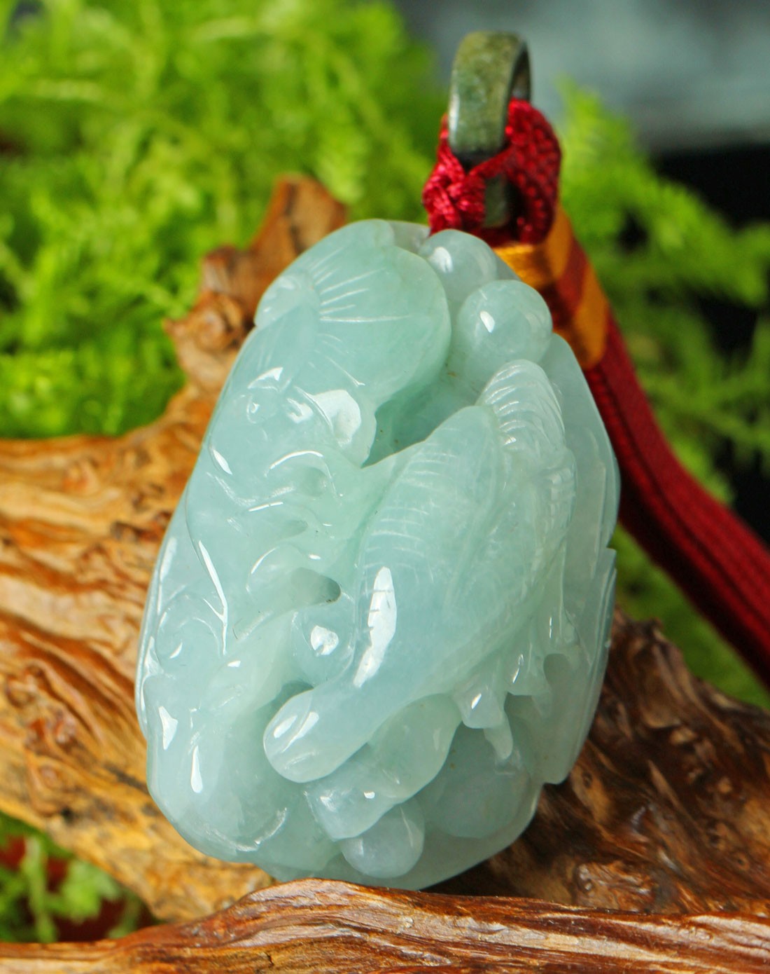 中性a货翡翠八方来财把件附证书