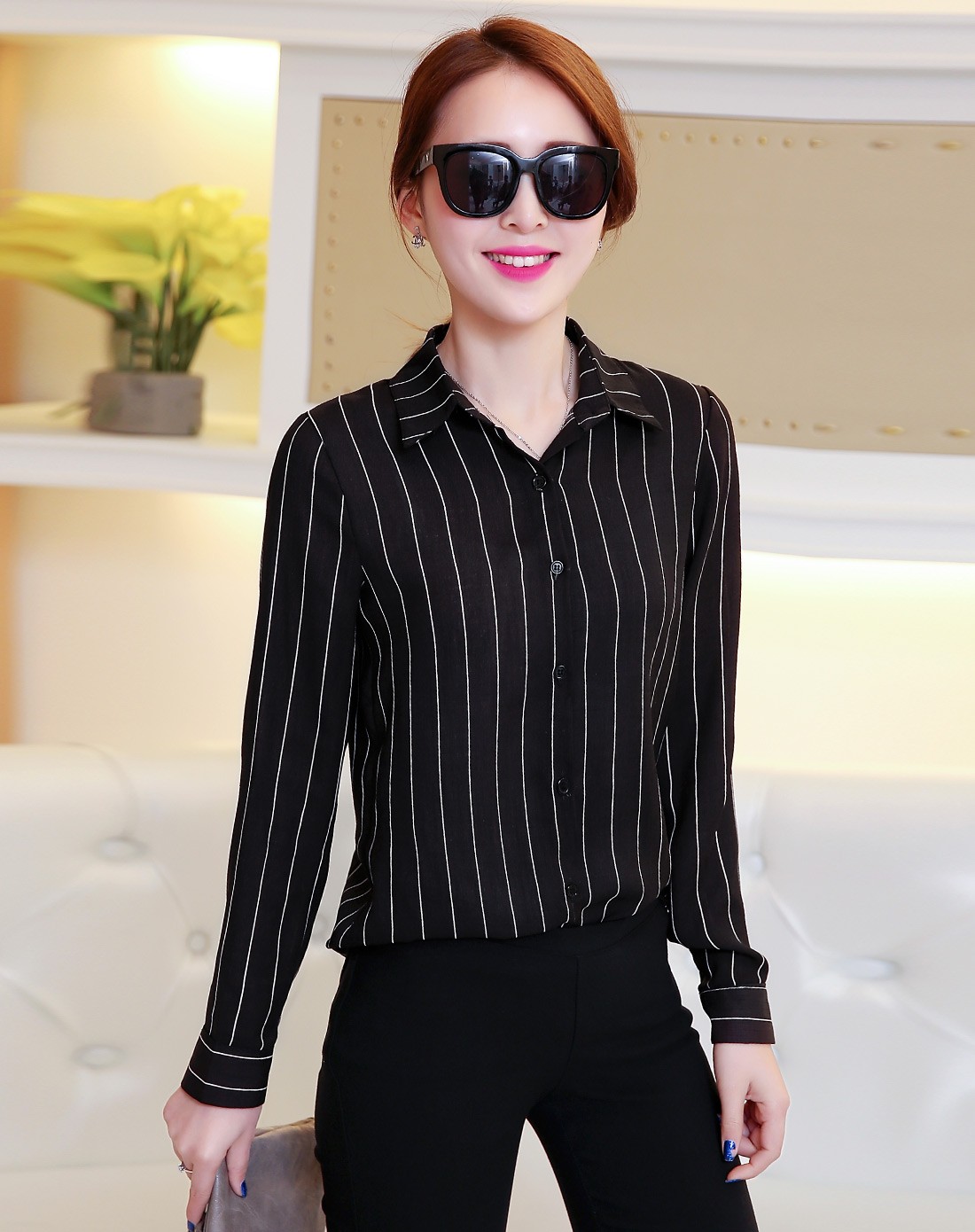 黑色女式衬衫