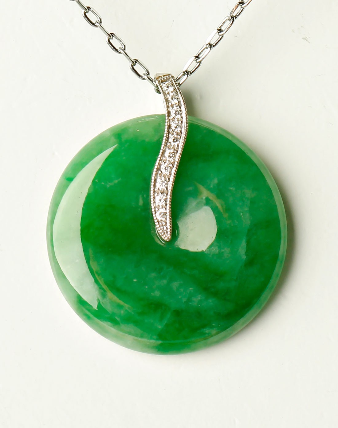 天然翡翠18k金镶嵌怀古吊坠