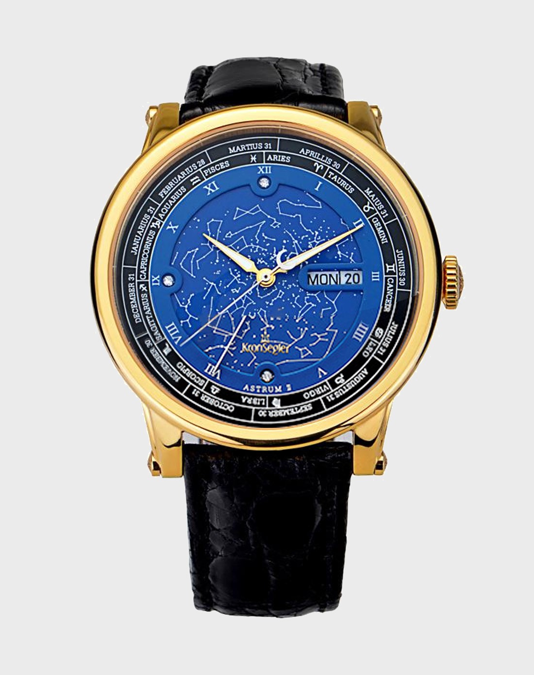 孔齐格kronsegler astrum系列众神花园蓝色包金男士机械表(蓝色表盘