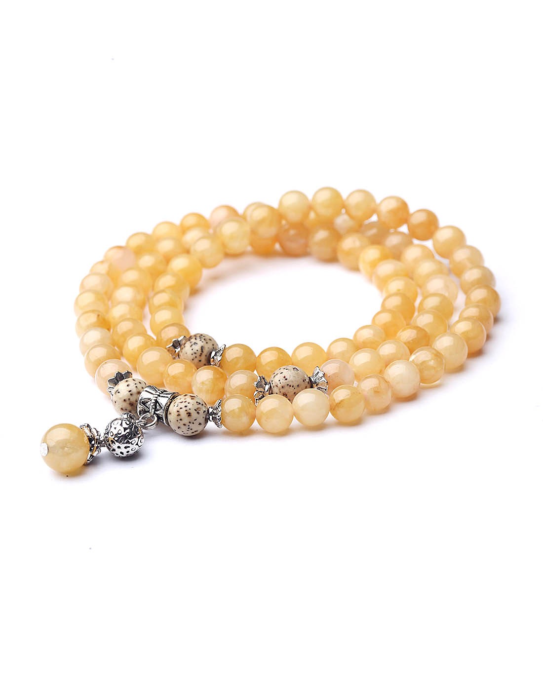 转运老黄玉菩提三圈手链