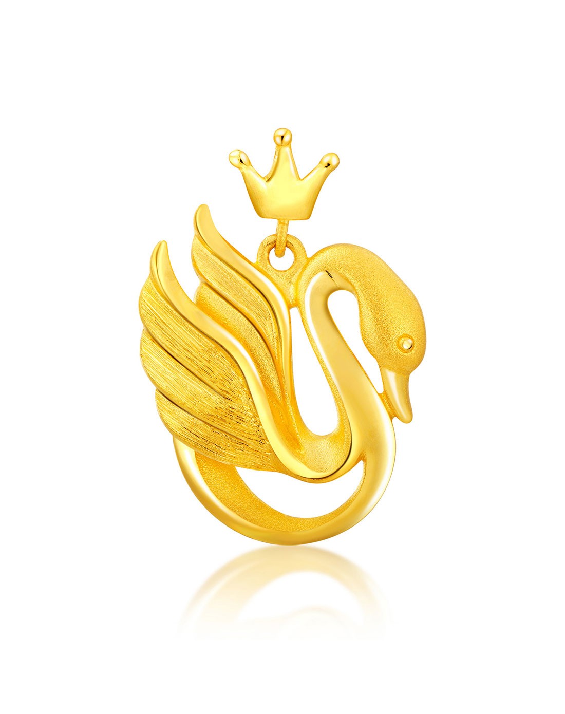 专柜同款千足金优雅皇冠天鹅吊坠计价409克