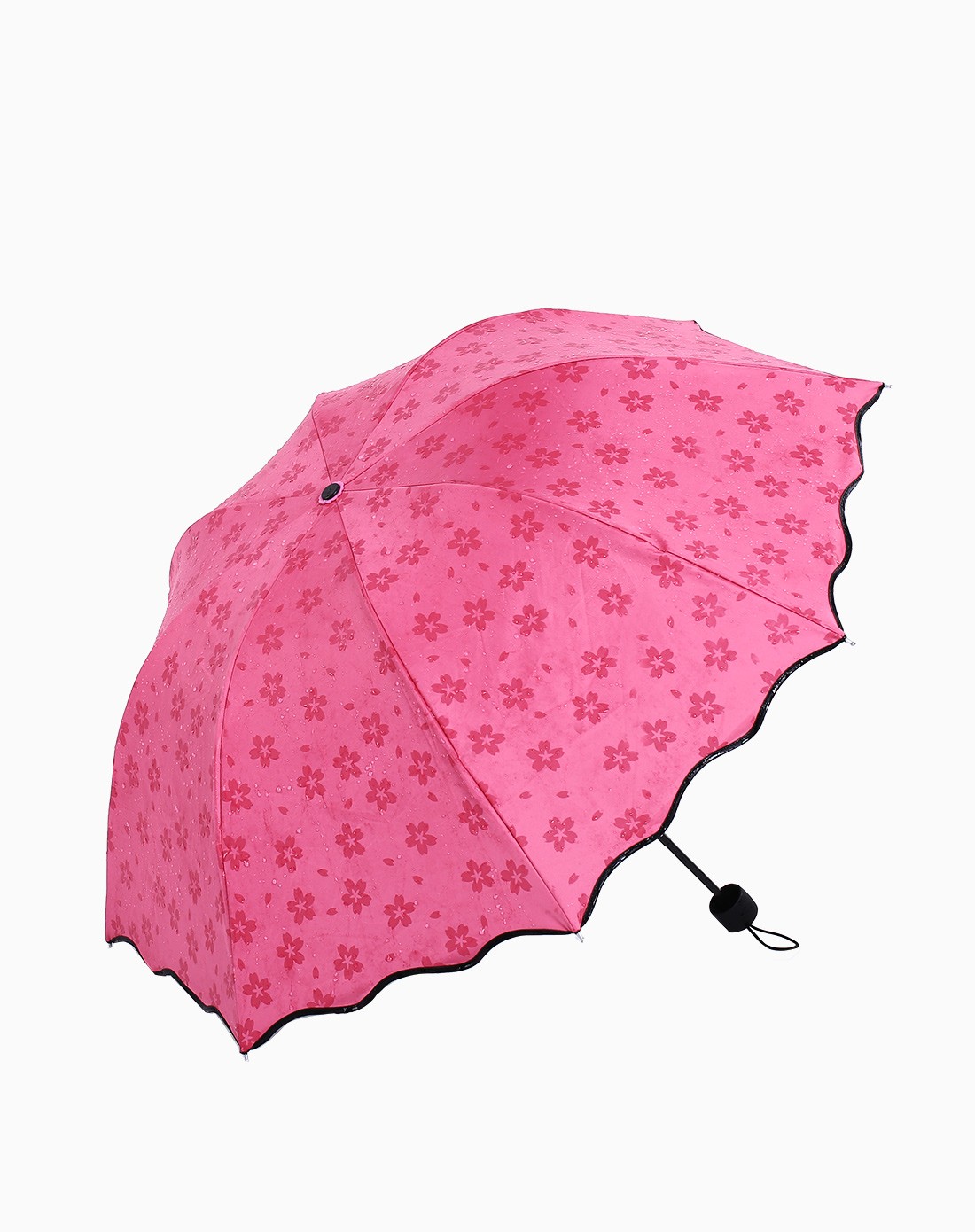 玫红色创意晴雨两用遇水开花伞