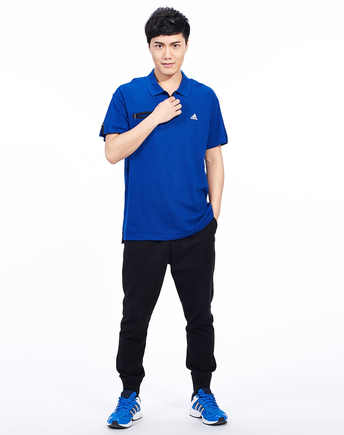 时尚休闲男款蓝色短袖polo衫训练系列