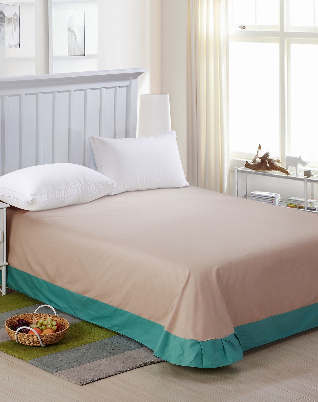 卡其色素色埃及棉床单250*250cm