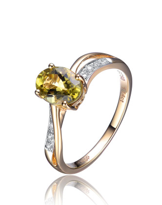 经典简单黄18k金多彩碧玺戒指