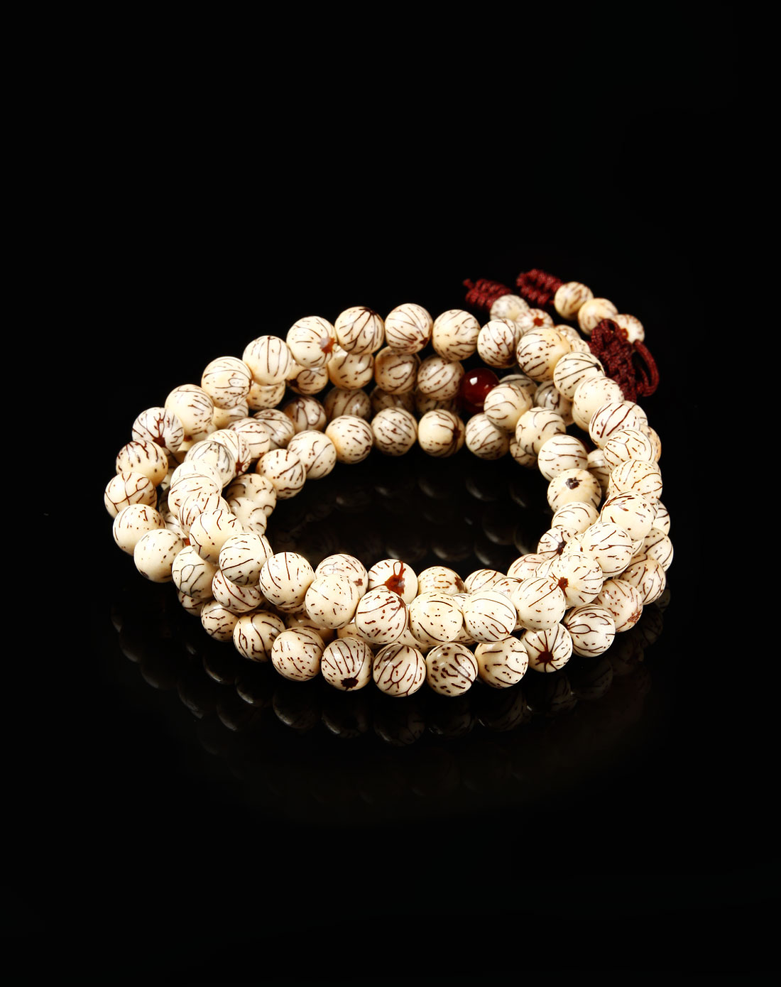 米白色菩提108颗金线手串