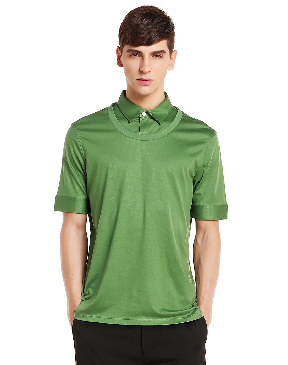 灰绿短袖polot恤